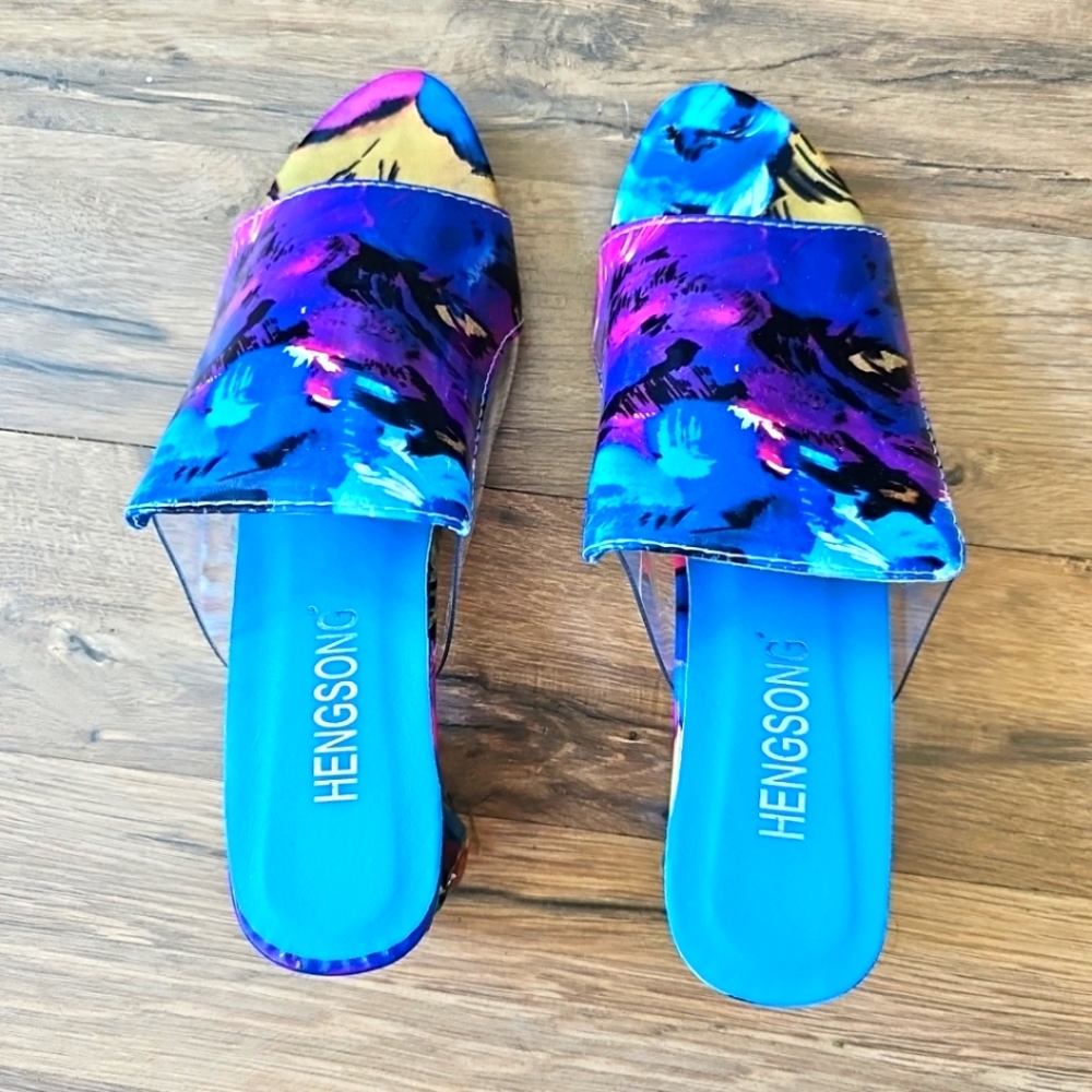 Hengsong Colorful Jeweled Slide On Chunky Shoes Size 39